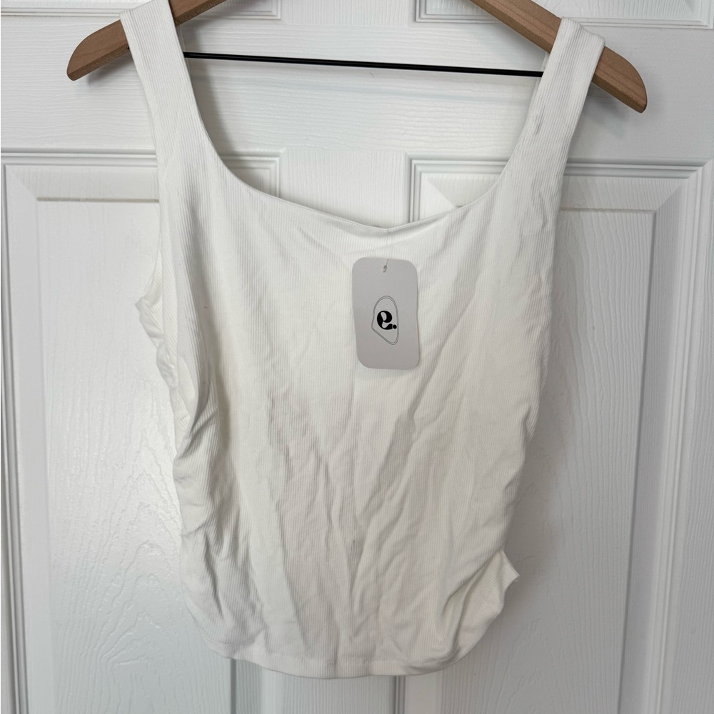 Elodie White Ribbed Tank‎ Top size XL NWT